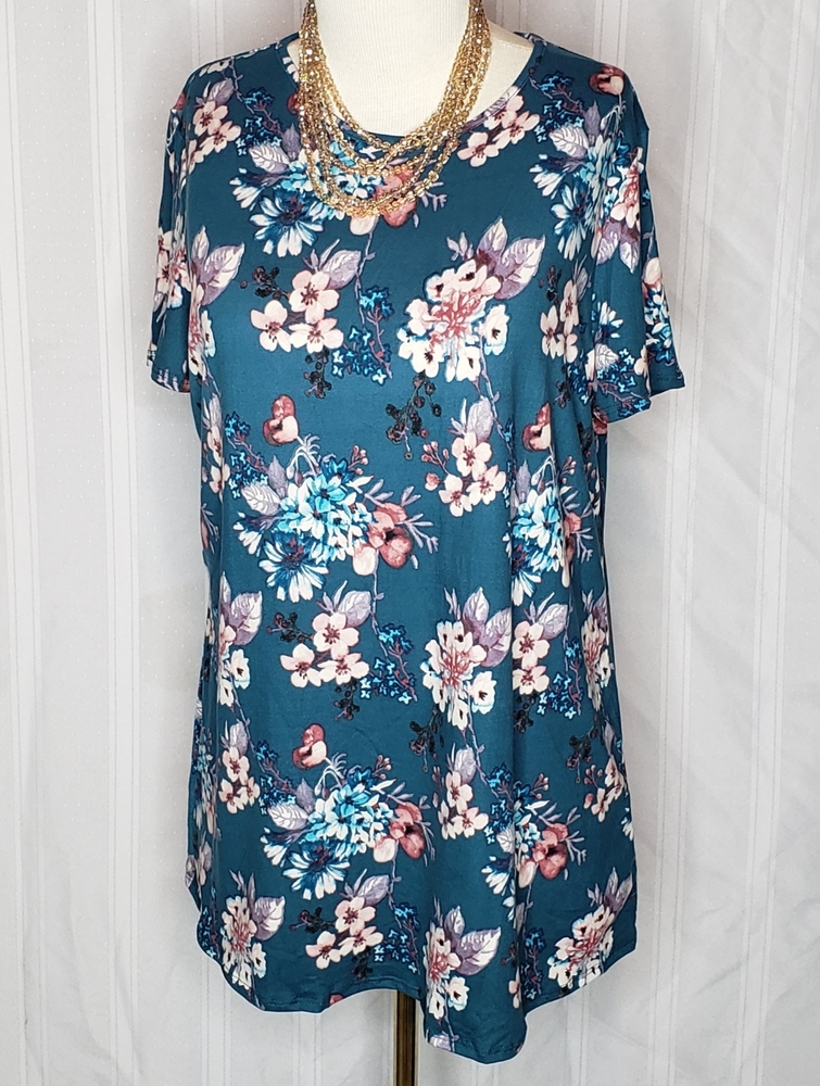 Teal/Vapor Pink Fitted Tee By A&D